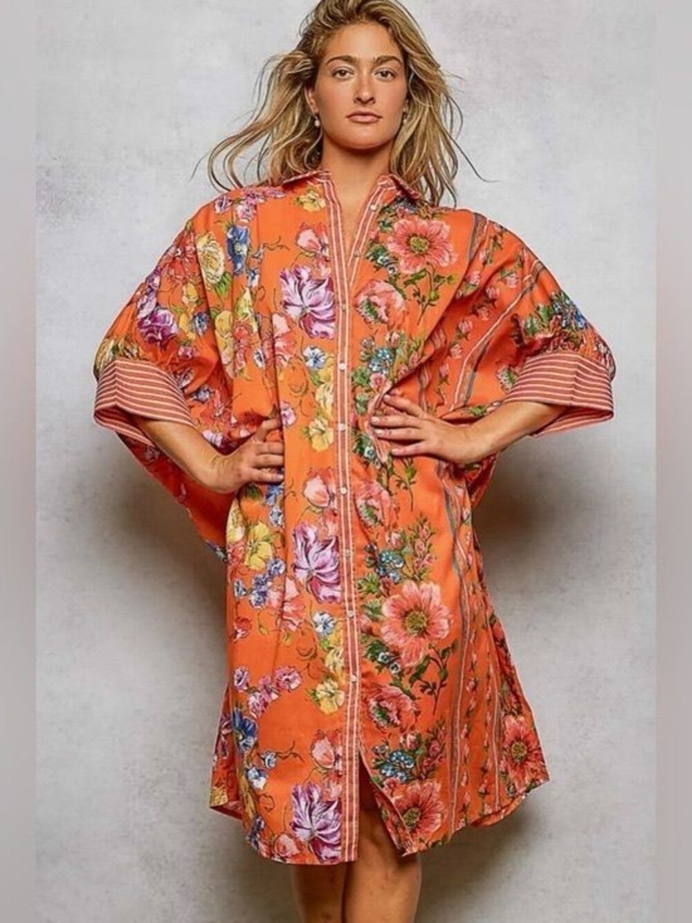 POL orange floral shirt dress one size NOT